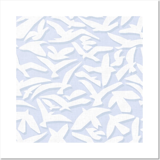 Abstract Seagulls in Airy, Light Blue Shades Wall Art by matise